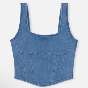 Pink VS S Denim Cinched Corset Top